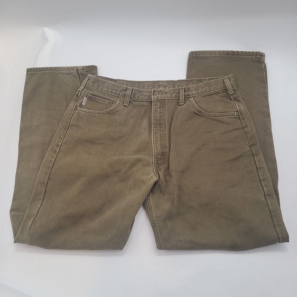 VTG-Carhartt B162 BRK Brown/Green 38x32 Flannel  Lined Cotton